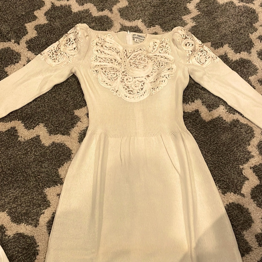 Pat Sandler for Wellmore size 8 ivory vintage women’s dress.